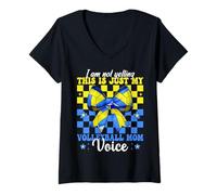 Femme C'est juste ma voix de volley-ball pour la fête des mères T-Shirt avec Col en V
