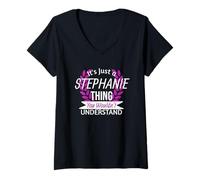 Femme C'est Juste Stephanie Thing Que tu ne comprendrais Pas Drôle de nom T-Shirt avec Col en V