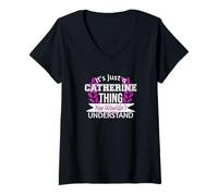 Femme C'est Juste Une Histoire de Catherine Que tu ne comprendrais Pas. Drôle de nom T-Shirt avec Col en V