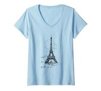 Femme C'est La Fucking Vie Sweary Tour Eiffel T-Shirt avec Col en V