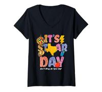 Femme C'est la journée STAAR, ne stresse Pas, Fais de Ton Mieux Le Jour des examens T-Shirt avec Col en V