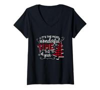 Femme C'est la période la Plus Merveilleuse de l'année de Noël T-Shirt avec Col en V