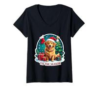 Femme C'est la Saison des Canards et des retriers de la Nouvelle-Écosse : Noël T-Shirt avec Col en V