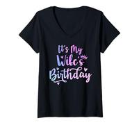 Femme C'est l'anniversaire de ma Femme, Une Famille drôle Assortie à Une Femme T-Shirt avec Col en V