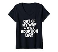 Femme C'est Le Jour de l'adoption, C'est Le Jour de l'adoption, Une Famille d'accueil Amusante T-Shirt avec Col en V