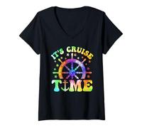 Femme C'est l'heure de la croisière Groovy Tie Dye Couple T-Shirt avec Col en V