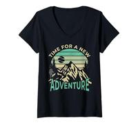 Femme C'est l'heure d'une Nouvelle Aventure rétro T-Shirt avec Col en V