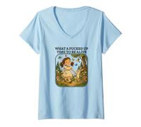 Femme C'est l'heure Sarcastique d'être en Vie T-Shirt avec Col en V