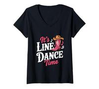 Femme C'est Line Dance Time Country Line Dancing T-Shirt avec Col en V