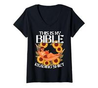Femme C'est ma Lecture de la Bible T-Shirt avec Col en V
