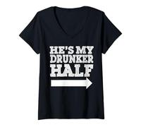 Femme C'est ma moitié ivrogne T-Shirt avec Col en V