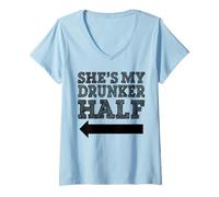 Femme C'est ma moitié ivrogne T-Shirt avec Col en V