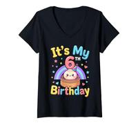 Femme C'est ma sixième année de fête, Kawaii Dumpling T-Shirt avec Col en V