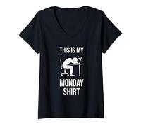 Femme C'est ma tenue du lundi pour adulte drôle T-Shirt avec Col en V