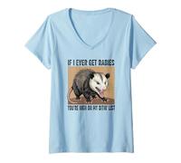 Femme C'est Marrant si jamais j'attrape la Rage, tu ES sur ma liste de morsures T-Shirt avec Col en V