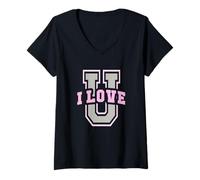 Femme C'est Mignon, Je t'aime, Maman, Fille, université, collège, éducation T-Shirt avec Col en V
