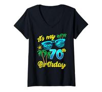 Femme C'est mon 70e anniversaire, Tropical Beach Summer, 70 ans T-Shirt avec Col en V