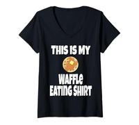 Femme C'est Mon Amateur de Cuisine drôle Qui Mange des gaufres et Qui Dit Foodie T-Shirt avec Col en V