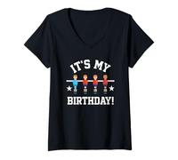 Femme C'est Mon Anniversaire Amusant Foosball Soccer Party T-Shirt avec Col en V