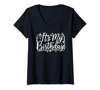 Femme C'est Mon Anniversaire, Hommes, Femmes, garçons, Filles, fêtes d'anniversaire T-Shirt avec Col en V