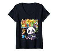 Femme C'est Mon Anniversaire Panda Kids, 7 Ans T-Shirt avec Col en V