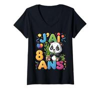Femme C'est Mon Anniversaire Panda pour la fête des Filles T-Shirt avec Col en V
