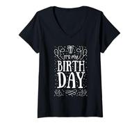 Femme C'est Mon Anniversaire pour Femmes, Hommes, Jeunes et Enfants T-Shirt avec Col en V