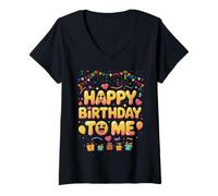 Femme C'est Mon Anniversaire pour Tous Les Membres de la Famille T-Shirt avec Col en V