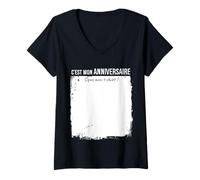 Femme C'est Mon Anniversaire Signe Mon T-Shirt avec Col en V