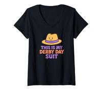 Femme C'est mon costume Derby Day Horse Racing Funny Derby Day T-Shirt avec Col en V