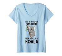 Femme C'est Mon Costume Humain, Je suis Vraiment Un Koala T-Shirt avec Col en V