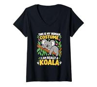 Femme C'est Mon Costume Humain, Je suis Vraiment Un Koala T-Shirt avec Col en V