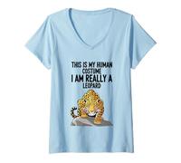 Femme C'est Mon Costume Humain, Je suis Vraiment Un léopard T-Shirt avec Col en V