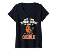 Femme C'est Mon Costume Humain, Je suis Vraiment Un Loriot T-Shirt avec Col en V
