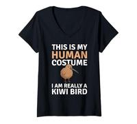 Femme C'est Mon Costume Humain, Je suis Vraiment Un Oiseau Kiwi drôle T-Shirt avec Col en V