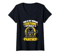 Femme C'est Mon Costume Humain, Je suis Vraiment Une panthère T-Shirt avec Col en V