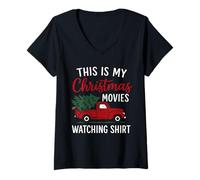 Femme C'est Mon Film de Noël Que Je Regarde T-Shirt avec Col en V