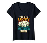 Femme C'est Mon Mahjong Chanceux T-Shirt avec Col en V