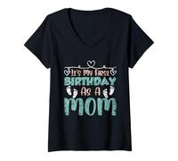 Femme C'est Mon Premier Anniversaire en Tant Que Maman fête Maman Maman T-Shirt avec Col en V