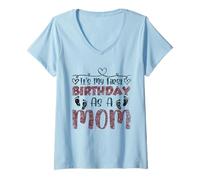 Femme C'est Mon Premier Anniversaire en Tant Que Maman fête Maman Maman T-Shirt avec Col en V