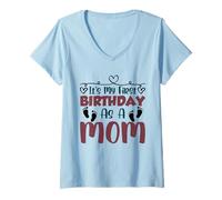 Femme C'est Mon Premier Anniversaire en Tant Que Maman fête Maman Maman T-Shirt avec Col en V
