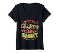 Femme C'est Mon Pyjama de Noël T-Shirt avec Col en V