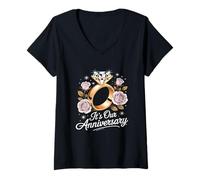 Femme C'est Notre Anniversaire pour Mari, Femme et Couples mariés T-Shirt avec Col en V