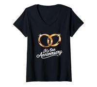 Femme C'est Notre Anniversaire pour Mari, Femme et Couples mariés T-Shirt avec Col en V