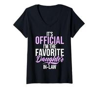 Femme C'est Officiel, Je suis la Belle-Fille préférée T-Shirt avec Col en V
