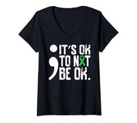 Femme C'est Ok de ne Pas être Ok T-Shirt avec Col en V