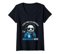 Femme C'est Pas la Capital C'est Marseille bébé Cadeau Marseillais T-Shirt avec Col en V