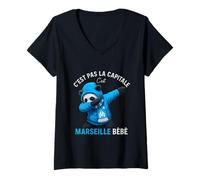 Femme C'est Pas la Capital C'est Marseille bébé Cadeau Marseillais T-Shirt avec Col en V