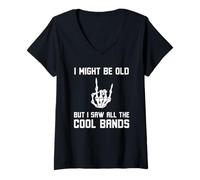 Femme C'est Peut-être Vieux, mais J'Ai vu Tous Les Groupes Cool sur du Rock drôle T-Shirt avec Col en V