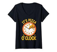 Femme C'est Pizza O'Clock T-Shirt avec Col en V
